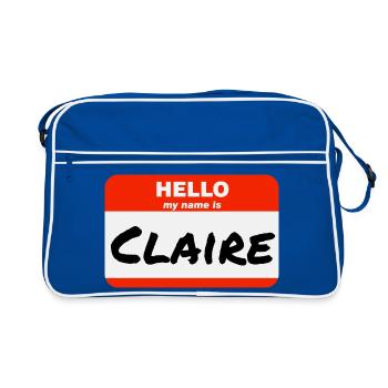Bonjour, je m’appelle Claire Étiquette Nom Étiquette - Sac Retro - bleu/blanc - Devant