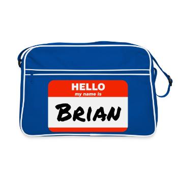 Hello My Name Is Brian Label Name Tag - Retro Bag - blue/white - Front