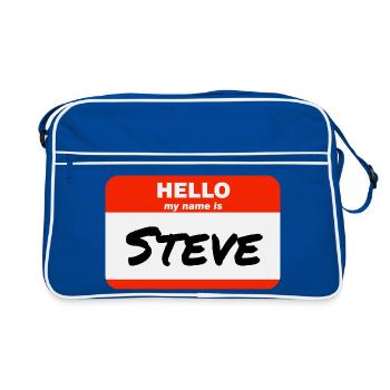 Bonjour, je m’appelle Steve Étiquette Étiquette Étiquette - Sac Retro - bleu/blanc - Devant