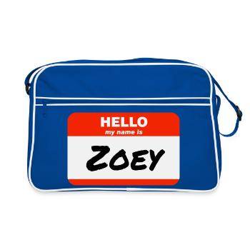 Bonjour, je m’appelle Zoey Étiquette Nom Étiquette - Sac Retro - bleu/blanc - Devant