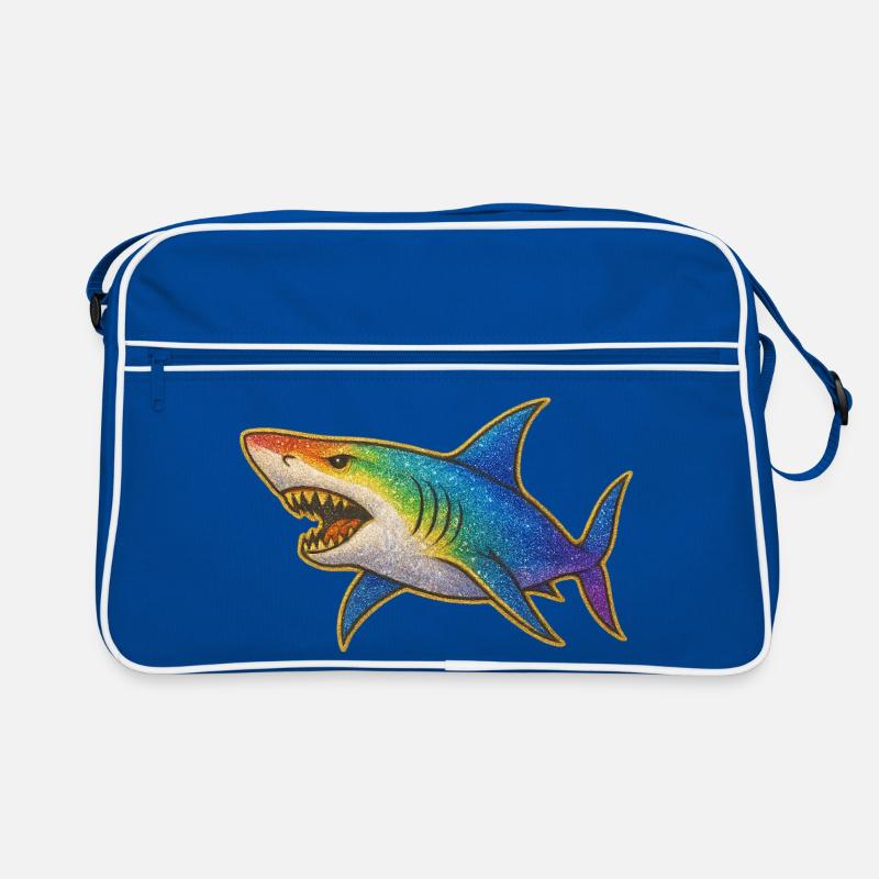 Rainbow Glitter Shark Motif Retro Bag