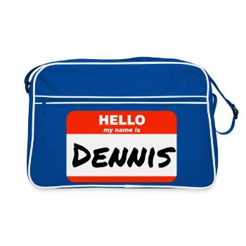 Bonjour, je m’appelle Dennis Étiquette Nom Tag - Sac Retro - bleu/blanc - Devant