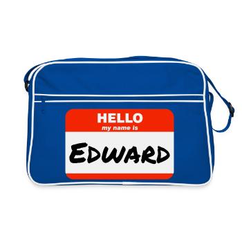 Hello My Name Is Edward Label Name Tag - Retro Bag - blue/white - Front
