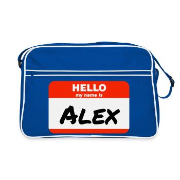 Bonjour, je m’appelle Alex Étiquette Étiquette Étiquette - Sac Retro - bleu/blanc - Devant
