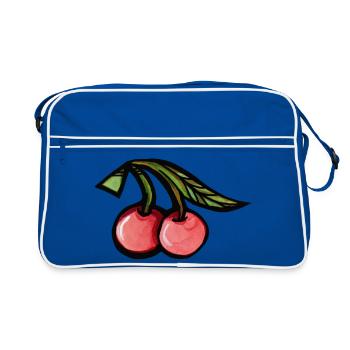 Vibrant Cherries Aquarell Duo - Retro Tasche - Blau/Weiß - Vorne