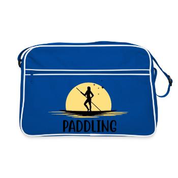 kajak paddeln paddling kanu paddel boot - Retro Tasche - Blau/Weiß - Vorne