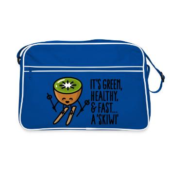 It's green healthy and fast skiwi Skifahren Kiwi - Retro Tasche - Blau/Weiß - Vorne