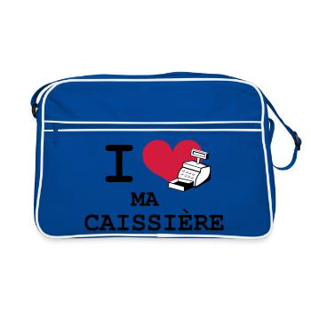 I love ma caissière - Sac Retro - bleu/blanc - Devant