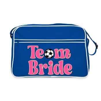 ÉQUIPE MARIÉE JOUANT AU FOOTBALL - MARIAGE - Sac Retro - bleu/blanc - Devant