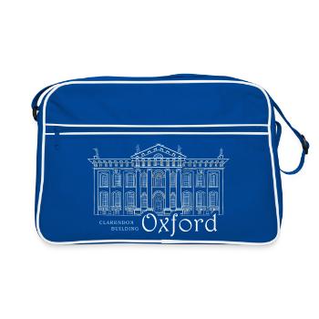 Oxford, Hand Drawing Clarendon Building, England - Retro Bag - blue/white - Front