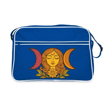 Phases de lune célestes avec motif floral - Sac Retro - bleu/blanc - Devant