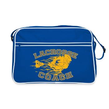 Flaming Lacrosse Coach Dynamic Sports Graphic Tee - Retro Tasche - Blau/Weiß - Vorne