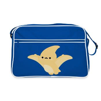 Kawaii Pterodaktylus Mohn - Retro Tasche - Blau/Weiß - Vorne