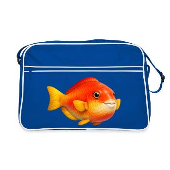 Feuriger Goldfisch Pop-Art - Retro Tasche - Blau/Weiß - Vorne