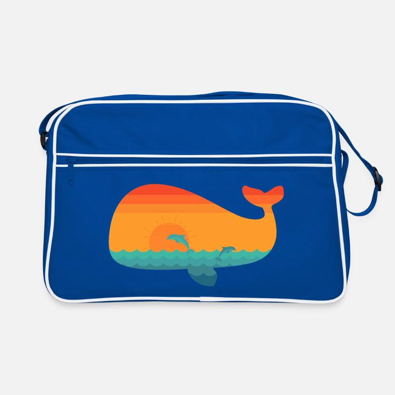 Wal (Sonne) - Retro Tasche - Blau/Weiß