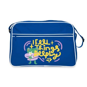 I Feel Things Deeply – Emotional Frog - Retro Bag - blue/white - Front