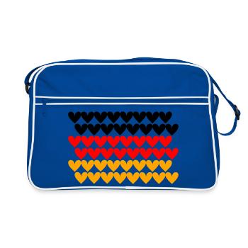 Deutschland Flagge Herz Kachel Design - Retro Tasche - Blau/Weiß - Vorne