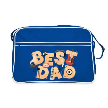 Bester Papa Musikfan Retro Band / Best Dad - Retro Tasche - Blau/Weiß - Vorne