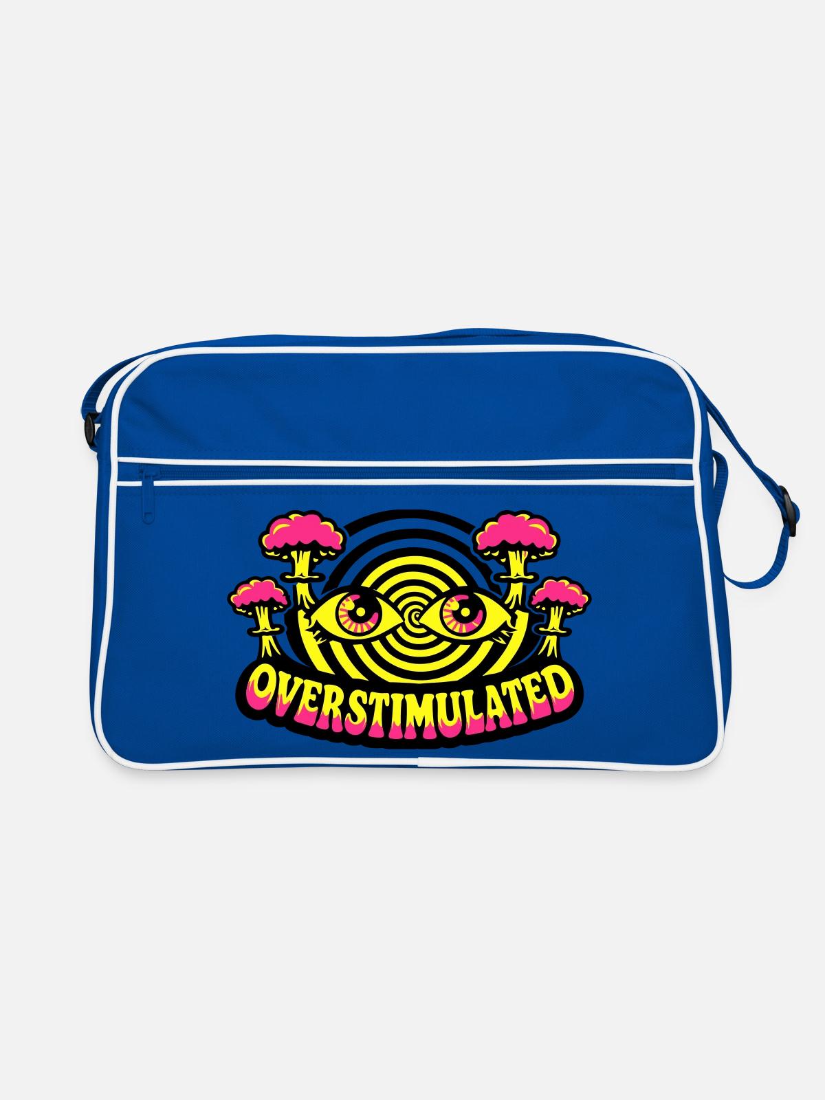 Overstimulated Psychedelic Eyes - Retro Bag - blue/white - Front