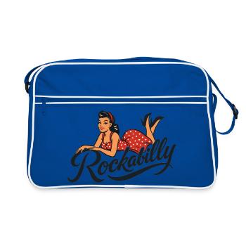 Pin-up Rockabilly en jupon Rock’n’Roll - Sac Retro - bleu/blanc - Devant
