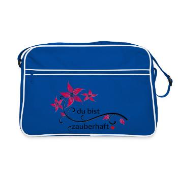 du bist zauberhaft - Retro Tasche - Blau/Weiß - Vorne