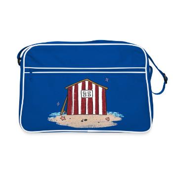 Maison de plage à bandes rouges - Sac Retro - bleu/blanc - Devant