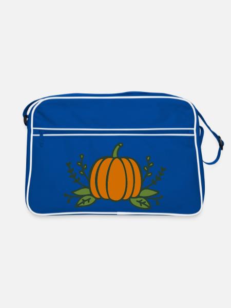Kürbis Halloween Herbst - Retro Tasche - Blau/Weiß