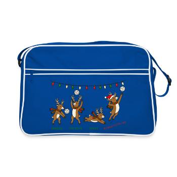 Volleyball Weihnachten Rentiere Lustiges Geschenk - Retro Tasche - Blau/Weiß - Vorne