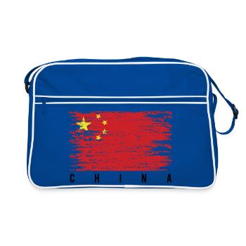 Chinese flag brush - Retro Bag - blue/white - Front