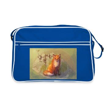 Herbst Fuchs Poster - Retro Tasche - Blau/Weiß - Vorne