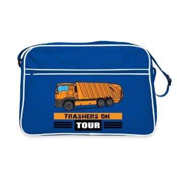 Garbage truck Garbage truck Professions Garbage man Garbage collection - Retro Bag - blue/white - Front
