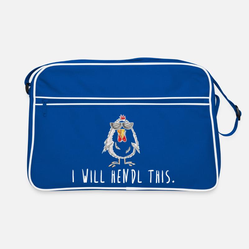 i will hendl this! Spruch Hahn, Hühner - Retro Tasche - Blau/Weiß