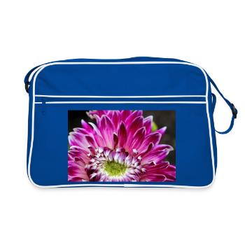 pinke Dahlie Blüte rosa Blume Poster - Retro Tasche - Blau/Weiß - Vorne