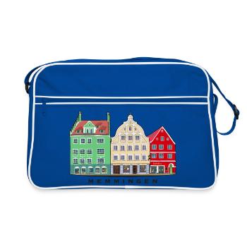 Memmingen, Bavière, Allemagne du Sud, dessin à la main - Sac Retro - bleu/blanc - Devant