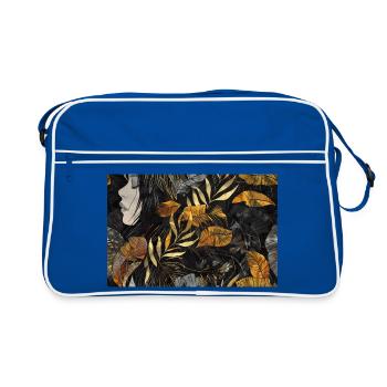 Black Gold Tropical Silhouette - Retro Bag - blue/white - Front