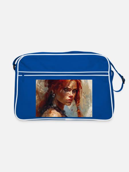 Poster Illustration Femme guerrière Red Sonja - Sac Retro - bleu/blanc - Devant