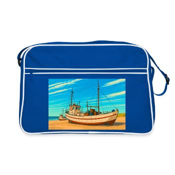 Cutter on the Sletterstrand in Denmark - Retro Bag - blue/white - Front
