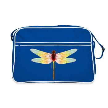 Libellule irisée – motif insecte en filigrane - Sac Retro - bleu/blanc - Devant
