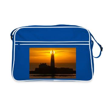 lever du soleil Phare de St Marys - Sac Retro - bleu/blanc - Devant