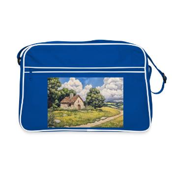 Illustration of a natural landscape - Sac Retro - bleu/blanc - Devant