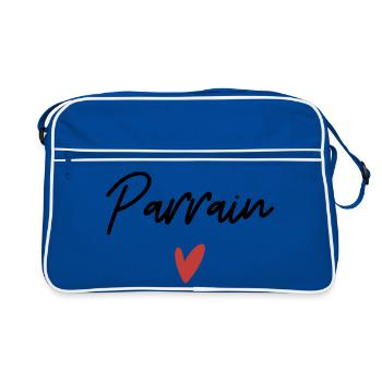Pate Herz Geschenkidee - Retro Tasche - Blau/Weiß - Vorne