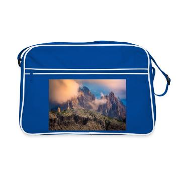 Cadini Group in the Dolomites in the fog - Retro Bag - blue/white - Front