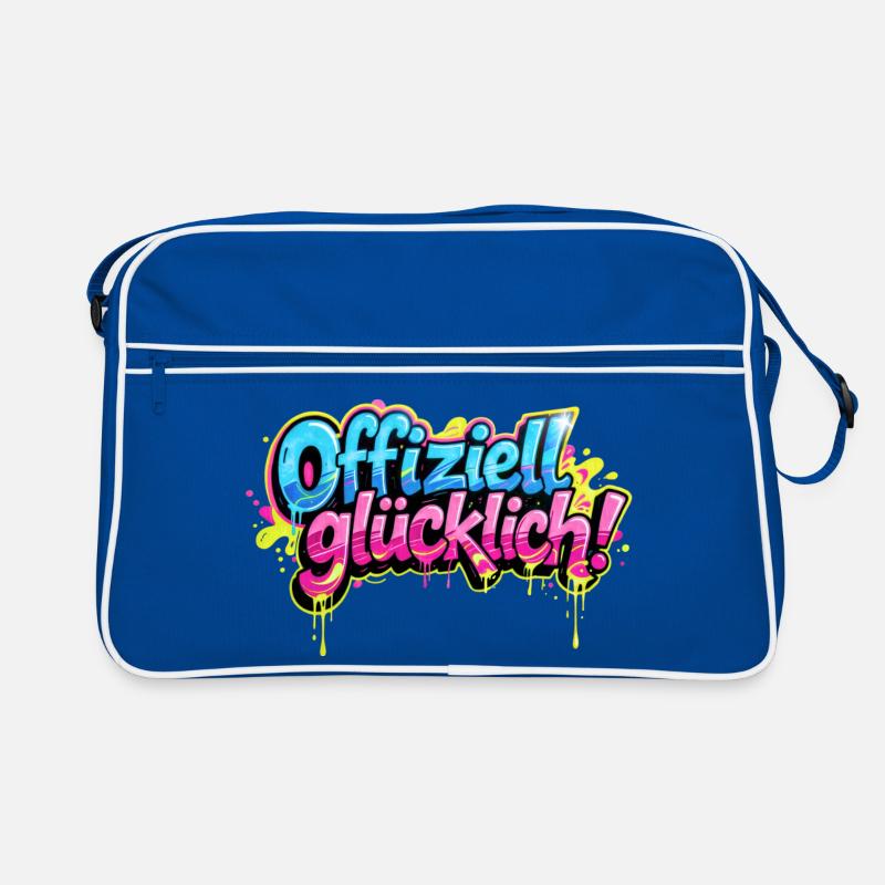 Offiziell Glücklich Version 1 - Retro Tasche - Blau/Weiß