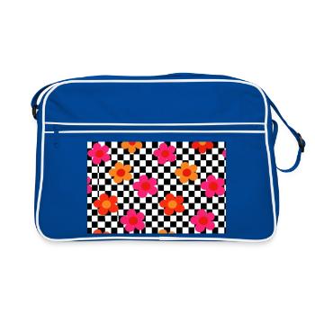Checker Bloom Pop Pattern - Retro Bag - blue/white - Front