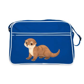 Otter – niedlicher kleiner Fischotter - Retro Tasche - Blau/Weiß - Vorne