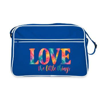 Love the little things – Bunter Aquarell-Spruch - Retro Tasche - Blau/Weiß - Vorne