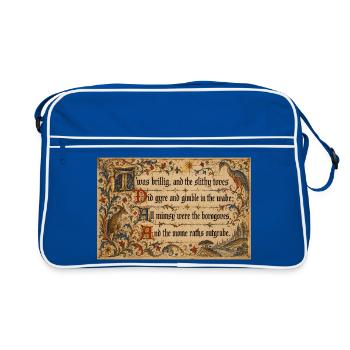 Mittelalterlicher Illumined Jabberwocky - Retro Tasche - Blau/Weiß - Vorne