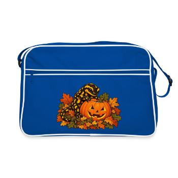 Salamander am Kürbis - Retro Tasche - Blau/Weiß - Vorne