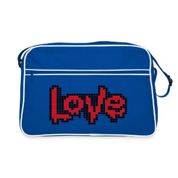 Texte Pixel Art – L’AMOUR en lettres rouges - Sac Retro - bleu/blanc - Devant