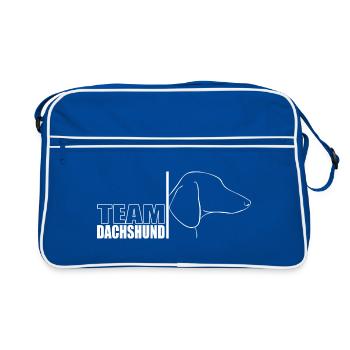 TEAM Dachshund Hunde Hund Wilsigns - Retro Tasche - Blau/Weiß - Vorne